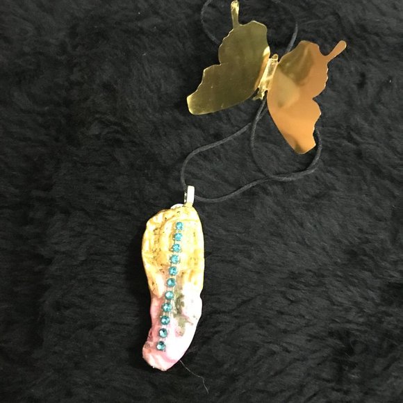 Reversible Rhinestone Unique Rare Vintage Boho One of a Kind Handmade Necklace - Picture 11 of 16